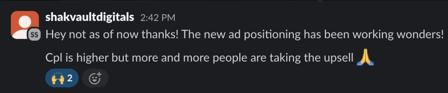 Client message — new ad positioning working wonders