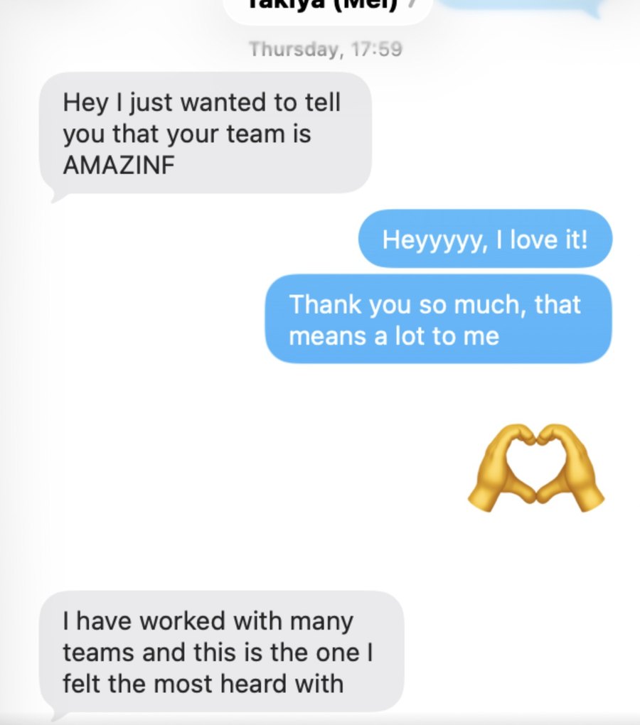 Client DM — worked with many teams, this is the one I felt most heard with