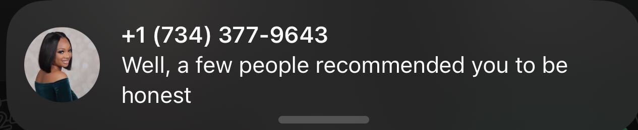 Prospect text — a few people recommended you to be honest