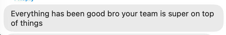 Client message — your team is super on top of things